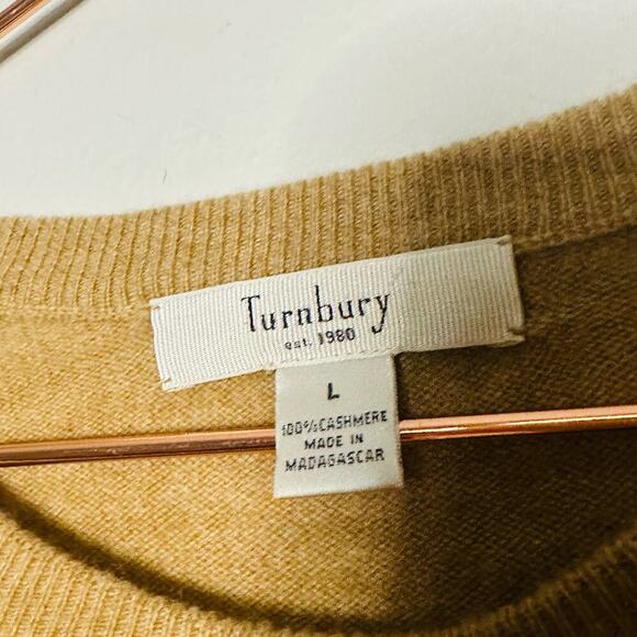 Turnbury Tan 100% Cashmere Long Sleeve Crewneck Sweater size Large - Picture 3 of 12
